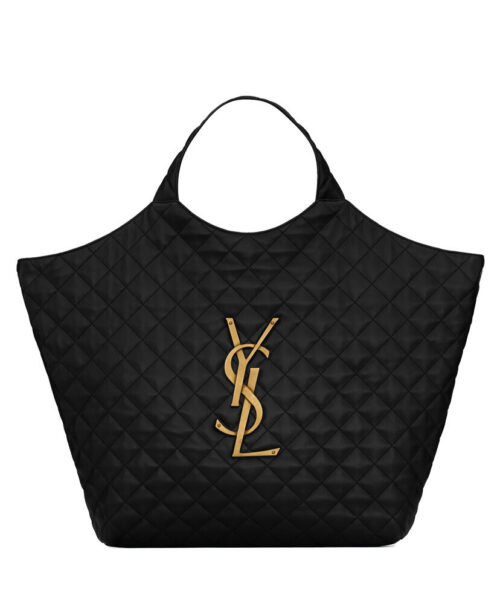 Saint Laurent Icare Maxi Shopping Bag In Quilted Lambskin Black